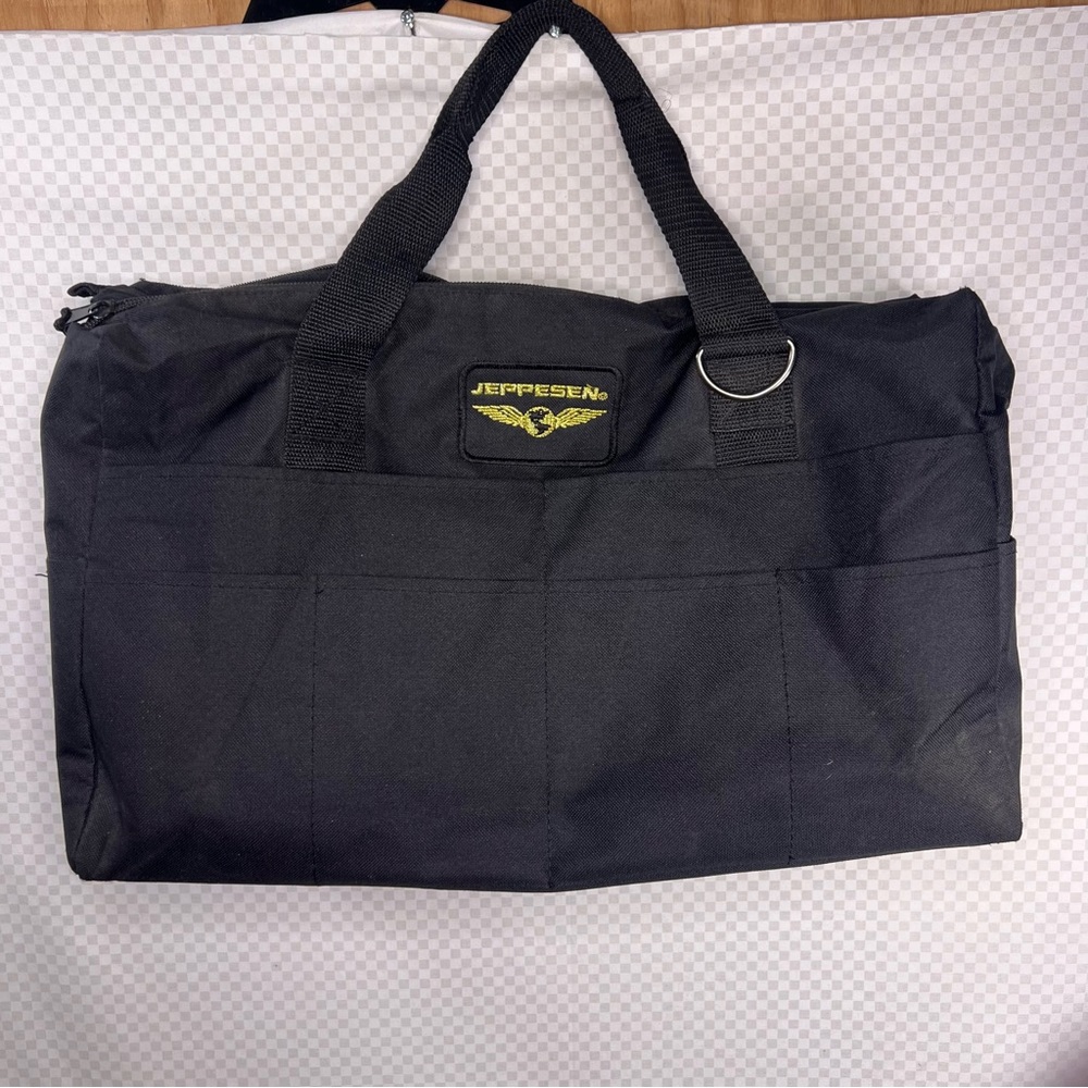Jeppesen Flight Duffle Overnight Bag‎ Pilot Aviation Black 16x9x5 1/2” Dual Zip